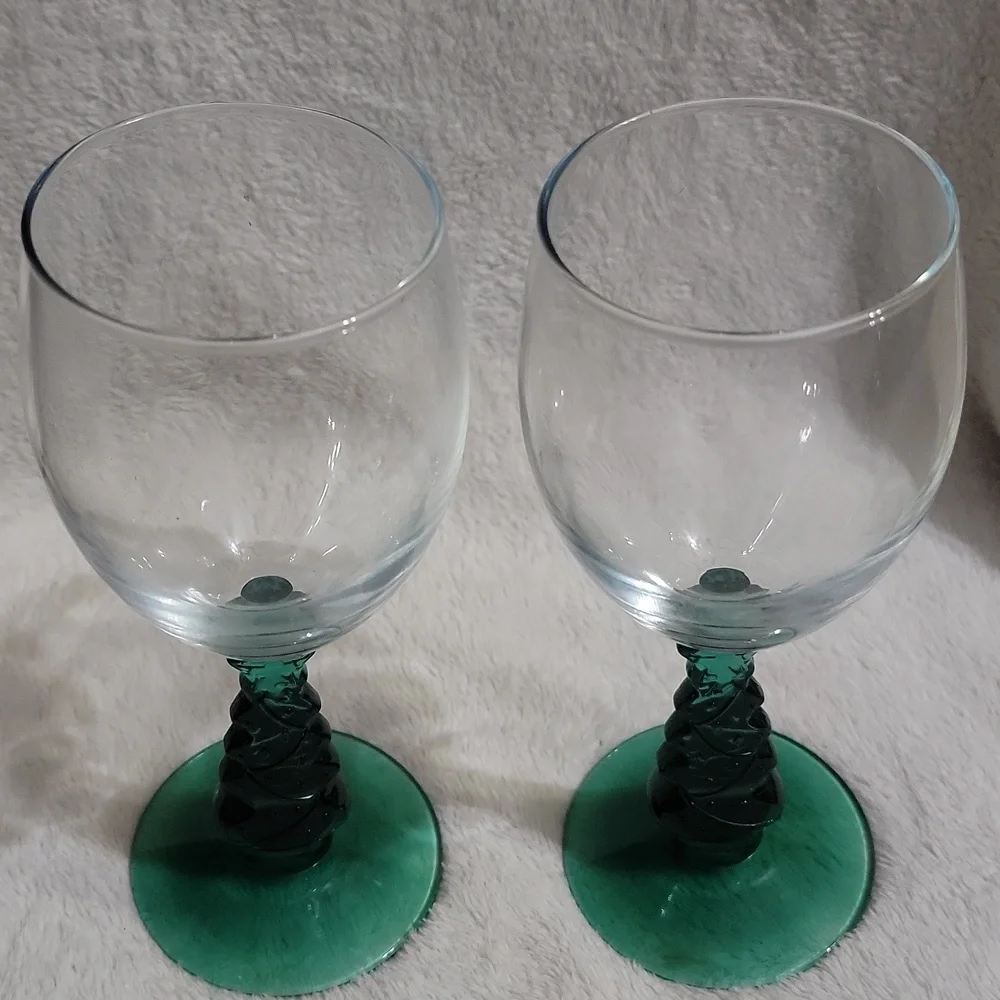 Vintage Libbey Glass Christmas tree stem goblets